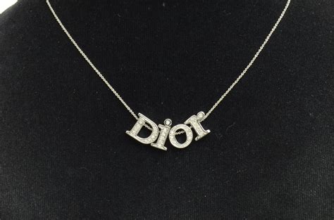 dior necklace silver letters|genuine christian dior necklace.